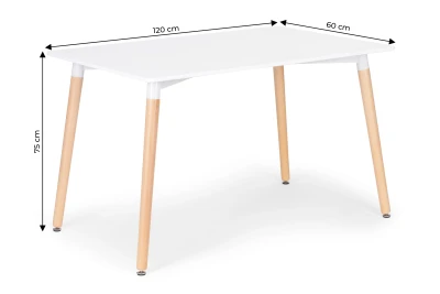ModernHome KJSDT-01 Dřevěný jídelní stůl 120 x 60 cm, bílý