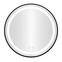 ModernHome VKM-ECO Okrúhle nástenné LED zrkadlo 60 cm, Anti-Fog, hliníkový rám, čierne