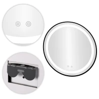 ModernHome VKM-ECO Okrúhle nástenné LED zrkadlo 60 cm, Anti-Fog, hliníkový rám, čierne