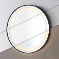 ModernHome VKM-ECO Okrúhle nástenné LED zrkadlo 60 cm, Anti-Fog, hliníkový rám, čierne