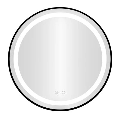 ModernHome VKM-ECO Okrúhle nástenné LED zrkadlo 60 cm, Anti-Fog, hliníkový rám, čierne