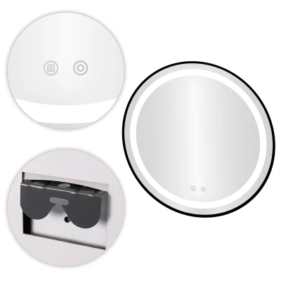 ModernHome VKM-ECO Okrúhle nástenné LED zrkadlo 60 cm, Anti-Fog, hliníkový rám, čierne