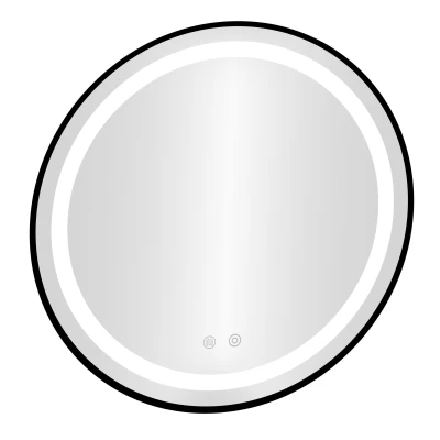 ModernHome VKM-ECO Okrúhle nástenné LED zrkadlo 60 cm, Anti-Fog, hliníkový rám, čierne