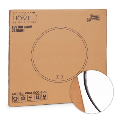 ModernHome VKM-ECO Okrúhle nástenné LED zrkadlo 60 cm, Anti-Fog, hliníkový rám, čierne