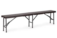 MultiGarden Skladací cateringový set Ratan, stôl 180 cm + 2 lavice, hnedá