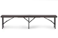 MultiGarden Skladací cateringový set Ratan, stôl 180 cm + 2 lavice, hnedá