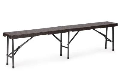 MultiGarden Skladací cateringový set Ratan, stôl 180 cm + 2 lavice, hnedá