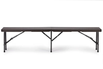 MultiGarden Skladací cateringový set Ratan, stôl 180 cm + 2 lavice, hnedá