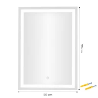 ModernHome VKM-ECO Nástenné LED zrkadlo 50 x 70 cm, 3 farby, dotykový vypínač