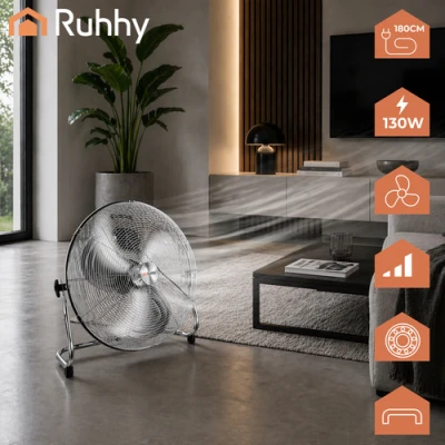 Ruhhy 27835 Stojanový ventilátor z kovu, 3 rýchlosti, 130 W, 50 cm