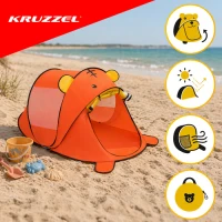 Kruzzel 27666 Detský plážový stan 180 x 95 x 82 cm, medvedík