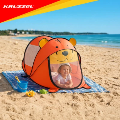 Kruzzel 27666 Detský plážový stan 180 x 95 x 82 cm, medvedík