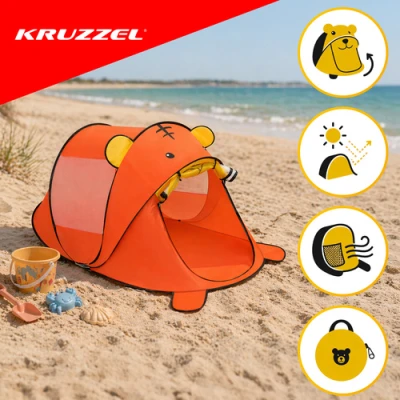 Kruzzel 27666 Detský plážový stan 180 x 95 x 82 cm, medvedík