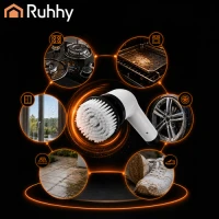Ruhhy 27015 Elektrická čistiaca kefa 25 W, 1500 mAh, 9 nástavcov, biela