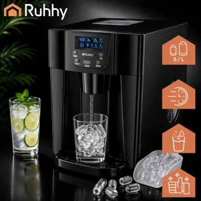 Ruhhy 27306 Výrobník ľadu 3 l, 12 kg/24 h, čierny