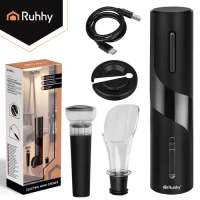 Ruhhy 27312 Automatický elektrický otvírák na víno 4 v 1, USB, černý
