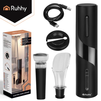 Ruhhy 27312 Automatický elektrický otvírák na víno 4 v 1, USB, černý