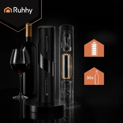 Ruhhy 27312 Automatický elektrický otvírák na víno 4 v 1, USB, černý