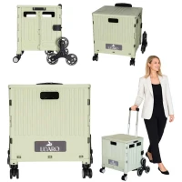 LUARO KX2786 Nákupní vozík skládací s víkem, 8 kol, 32 l