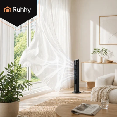 Ruhhy 27834 Stojanový ventilátor s diaľkovým ovládaním, 83 cm, 45 W, čierny