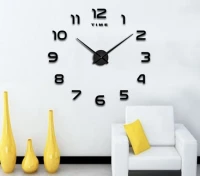 Ruhhy 28335 Dizajnové 3D samolepiace hodiny 60-130 cm, čierne