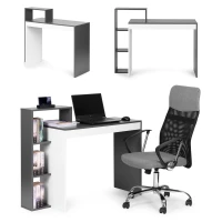 ModernHome CHDK07 Počítačový stôl so štyrmi policami 110 x 40 cm, šedobiely