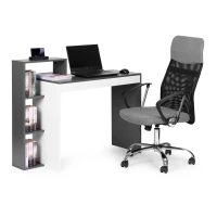 ModernHome CHDK07 Počítačový stôl so štyrmi policami 110 x 40 cm, šedobiely