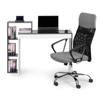 ModernHome CHDK07 Počítačový stôl so štyrmi policami 110 x 40 cm, šedobiely