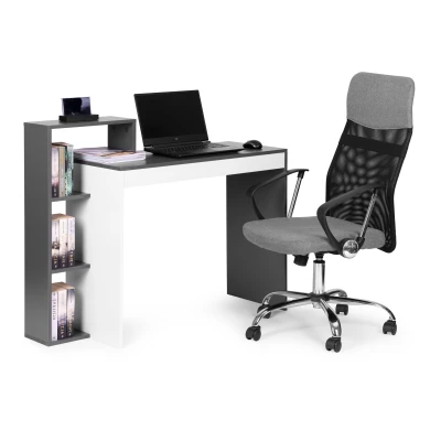 ModernHome CHDK07 Počítačový stôl so štyrmi policami 110 x 40 cm, šedobiely