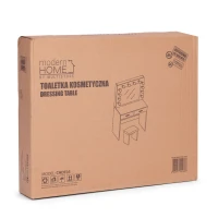ModernHome CHDT03 Toaletný stolík so zrkadlom, 80 x 40 x 140 cm, 12 LED, biely