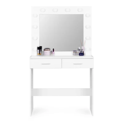 ModernHome CHDT03 Toaletný stolík so zrkadlom, 80 x 40 x 140 cm, 12 LED, biely