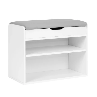 ModernHome CHXG01 Skriňa na topánky s odklápacím sedadlom, 2 police, biela
