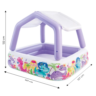 INTEX 57470 Detský nafukovací bazénik so strechou DINO, fialový