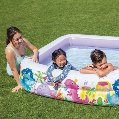 INTEX 57470 Detský nafukovací bazénik so strechou DINO, fialový