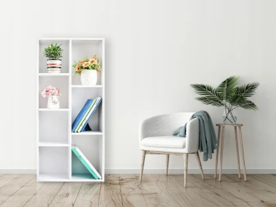 ModernHome WYJ-071 Policový regál 50 x 24 x 106 cm, 7 polic, bílý
