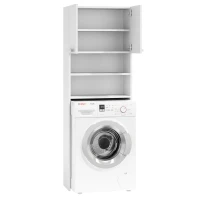 ModernHome RH1908 Regál nad pračku s policemi 181 x 63,5 x 30 cm, bílý