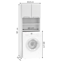 ModernHome RH1908 Regál nad pračku s policemi 181 x 63,5 x 30 cm, bílý