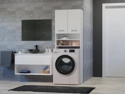 ModernHome RH1908 Regál nad pračku s policemi 181 x 63,5 x 30 cm, bílý