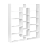 ModernHome WYJ-400 Knihovna 135,5 x 126 x 20 cm, 14 polic, bílá