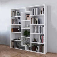 ModernHome WYJ-400 Knihovna 135,5 x 126 x 20 cm, 14 polic, bílá