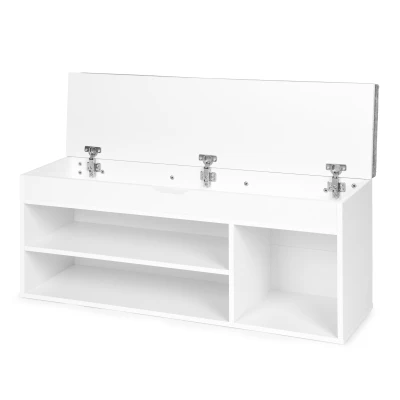 ModernHome WYJ-249 Botník s čalouněnou lavicí 30,5 x 104 x 49 cm, 3 police, bílý