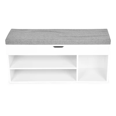 ModernHome WYJ-249 Botník s čalouněnou lavicí 30,5 x 104 x 49 cm, 3 police, bílý