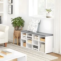 ModernHome WYJ-015 Botník s čalúnenou lavicou 30,5 x 104 x 49 cm, 10 políc, biely