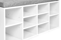 ModernHome WYJ-015 Botník s čalúnenou lavicou 30,5 x 104 x 49 cm, 10 políc, biely