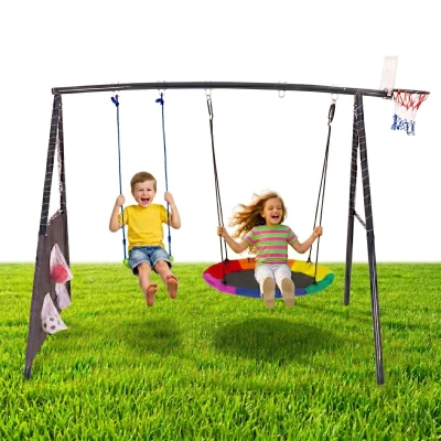 ECOTOYS JSP-SWD Multifunkční dětská zahradní houpačka + sportovní prvky 4 v 1