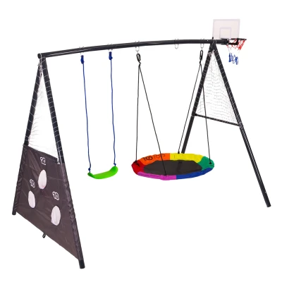 ECOTOYS JSP-SWD Multifunkční dětská zahradní houpačka + sportovní prvky 4 v 1