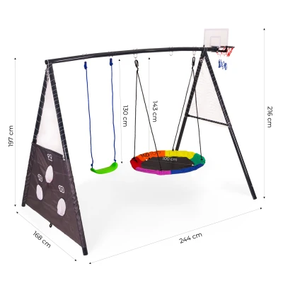 ECOTOYS JSP-SWD Multifunkční dětská zahradní houpačka + sportovní prvky 4 v 1