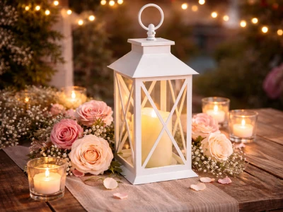 Verk 12386 Dekorativní LED lucerna se svíčkou, 28 cm, 3x AAA baterie, bílá