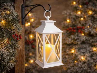 Verk 12386 Dekorativní LED lucerna se svíčkou, 28 cm, 3x AAA baterie, bílá