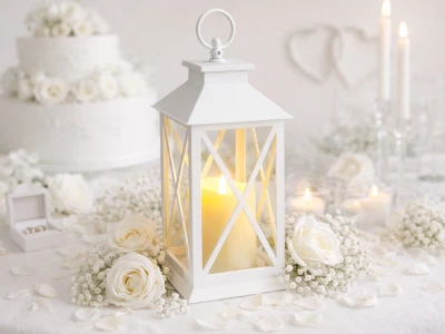 Verk 12386 Dekorativní LED lucerna se svíčkou, 28 cm, 3x AAA baterie, bílá